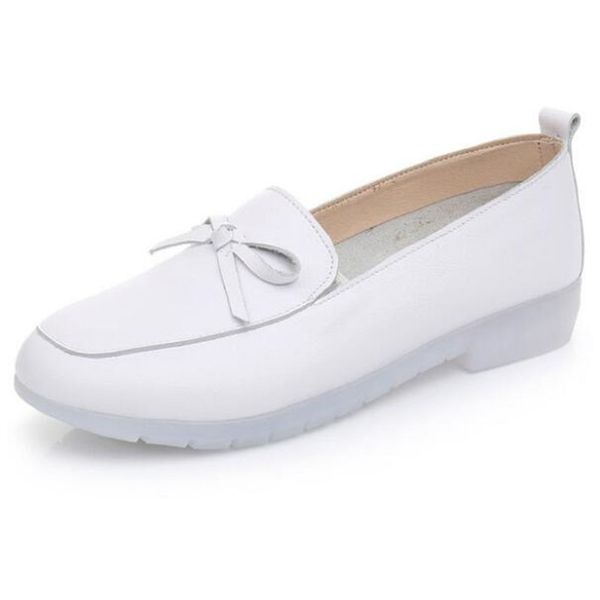 

most popular 2020 spring new bow cowhide white shoes genuine leather shoes women flat soft breathable wear, Black
