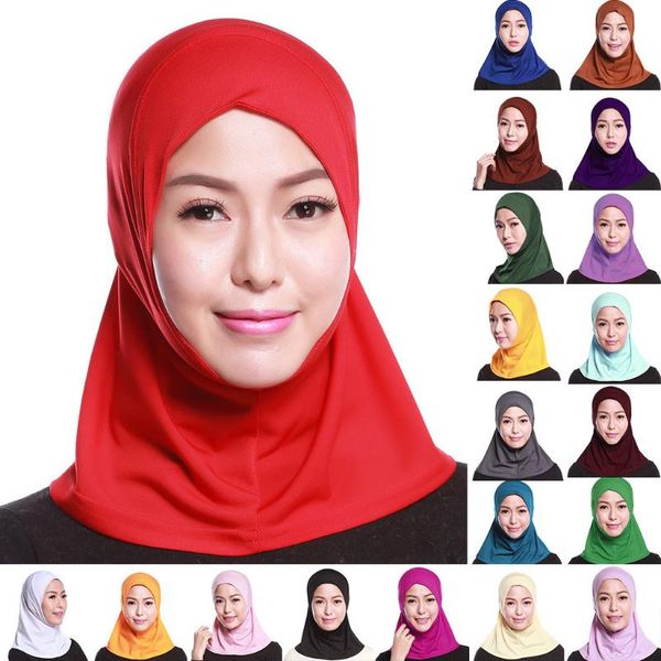 

2020 scarf women muslim one piece solid beading head scarf for muslim women ruffle amira hijab islamic hijabs wrap cap shawl ap6, Red