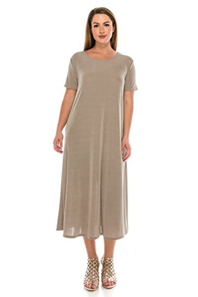 

jostar women's stretchy long dress short sleeve, Black;gray