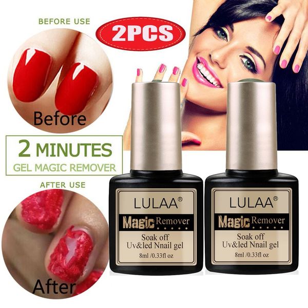 

new 8ml magic nail burst gel nail polish remover healthy gel polish remover fast soak off uv cleanser 2pcs y12.9, Red;pink