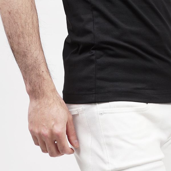 

new men t-shirt cotton short sleeves black undershirt male solid stripe mens te, White