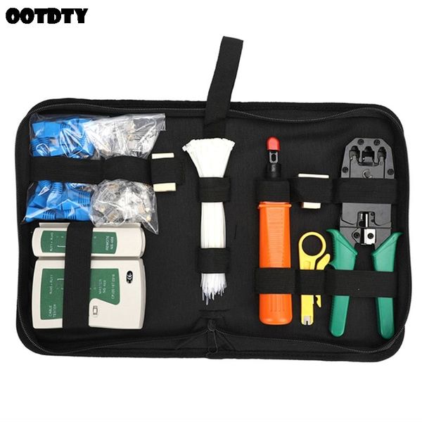 

10/12pcs rj45 rj11 rj12 portable lan repair tool kit cable tester plier crimper