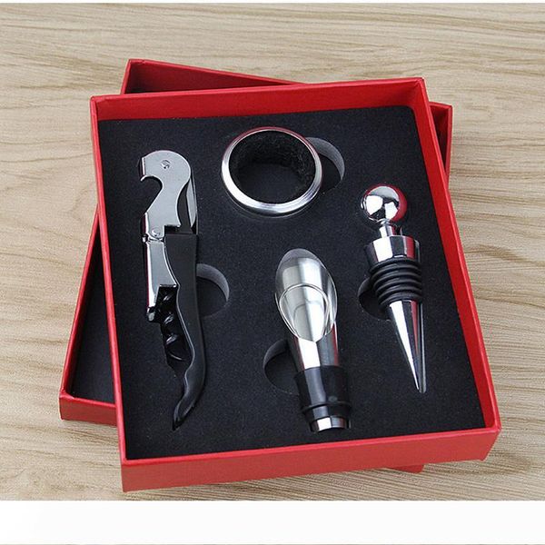 

4 piece set stainless steel wine bottle opener set hippocampus knife ser pourer accessories home supplies bar counter tools bh1810 cy