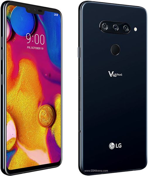 

refurbished original unlocked lg v40 thinq 6.4" 6gb ram 64gb rom android octa core dual front 3 rear cameras fingerprint nfc mobile pho