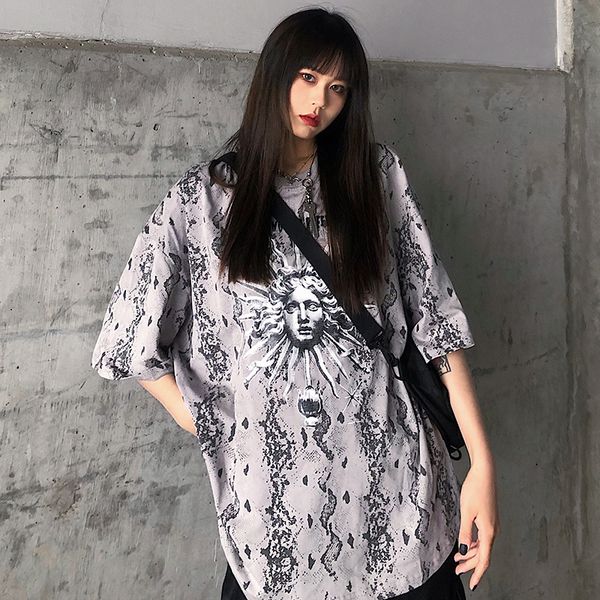 

snake print summer t shirt gothic graphic tee for women ladies tshirt tee korean ulzzang harajuku vintage goth streetwear top, White