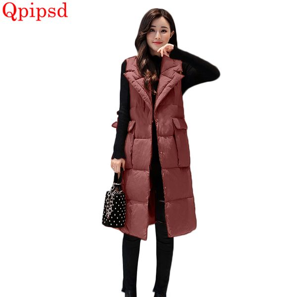 

women sleeveless jacket vest 2018 autumn winter korean new down cotton waistcoat female long slim vest waistcoat women warm coat, Black;white
