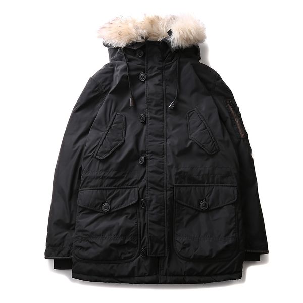 

men's down & parkas 2021 brand clothing jackets thick keep warm men is jacket fur collar hooded winter coat male, Black