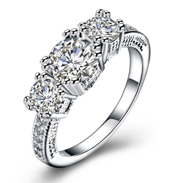 

fashion jewelry silver ring white cubic zirconia gift party anniversary engagement wedding ring for women r2143, Slivery;golden