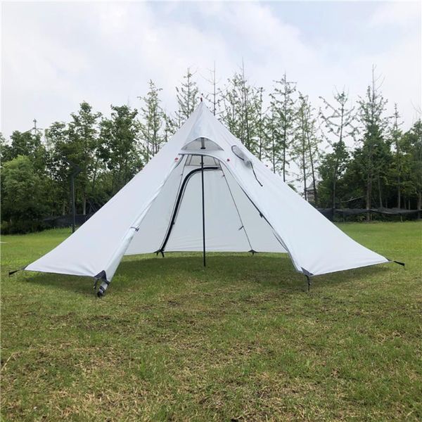 

ultralight 3-4 person outdoor pyramid tent sun shade waterproof shelter w/ stovepipe hole for camping backpacking beach fishing