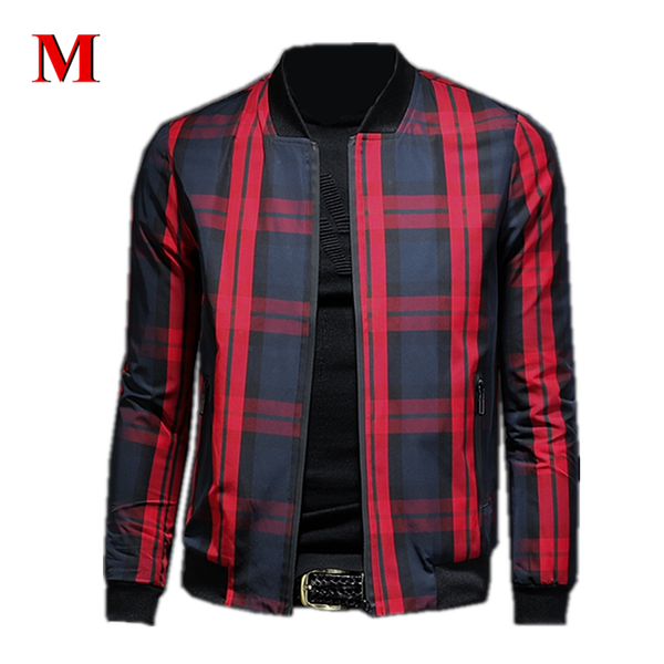 

menne 2020 new men jacket stripe plaid casual jacket men zipper coat, Black;brown