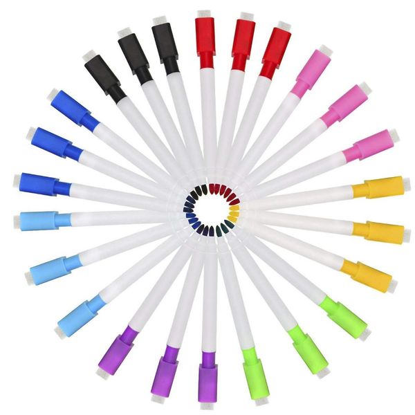 

10pcs magnetic whiteboard marker pen kids drawing pens white board pen dry erase fine nib with eraser rubber fridge magnet