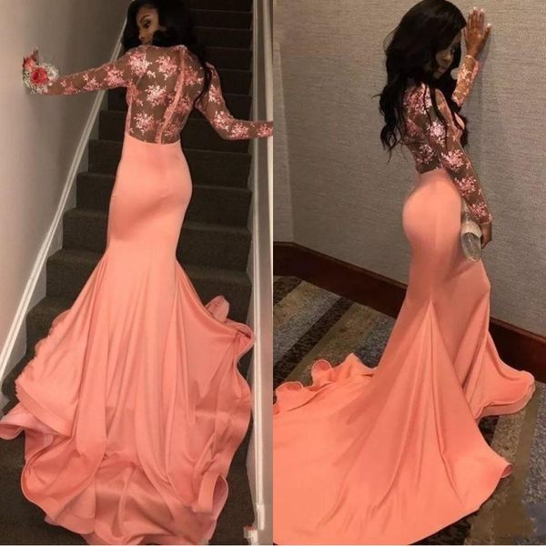 

2019 south african high neck prom dresses vestidos mermaid long dubai appliques black girls formal party evening dresses