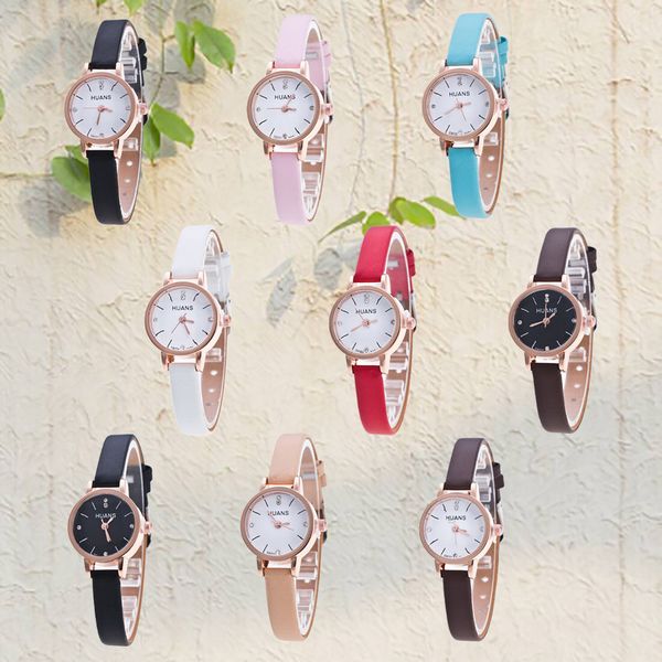

ladies watch minimalist fashion woman fine leather strap band female watch analog quartz wrist travel souvenir clocks f#, Slivery;brown