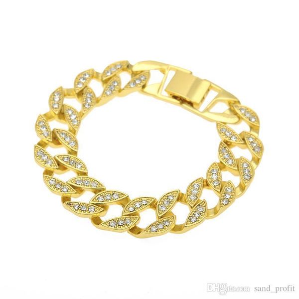 

fashion women hip hop designer bracelets luxury rhinestone bracelets diamond miami bracelets jewelry for gift 20cm*15cm, Golden;silver