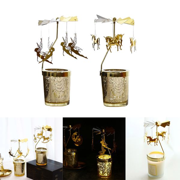 

2pack romantic candle holder stand spining tealight candlestick