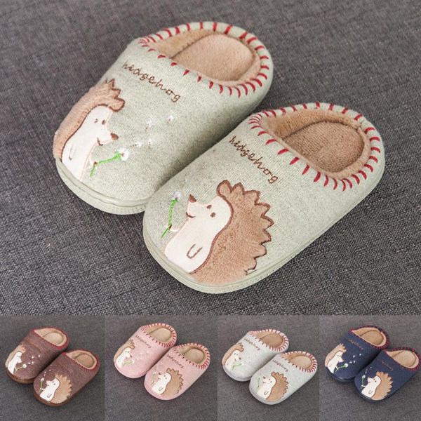 

toddler boys girls fluffy little kids shoes warm cute animal home slipper children' slippers baby slippers children' shoes new, Black;grey