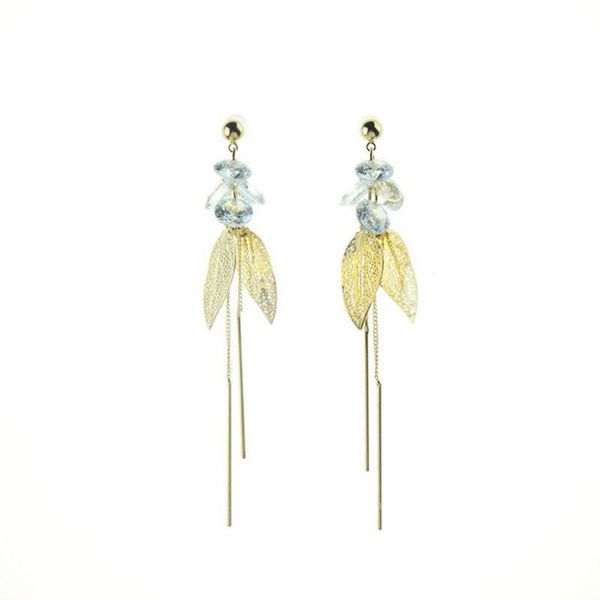 

girls charm vintage multi layer leaf drop long earrings willow fringed tassel gold color earrings for woman fashion jewelry, Golden