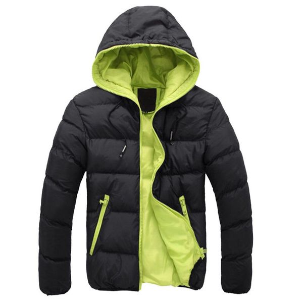 

2020 winter warm doudoune homme plus size fashion solid down jacket men casual zipper parka pluma hombre hooded down jacket, Tan;black