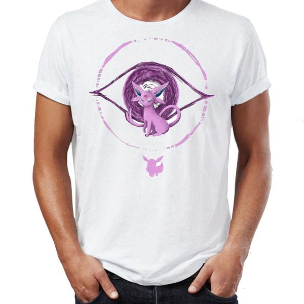 

men's t shirt eevee umbreon espeon leafeon glaceon awesome artwork drawing cuatom printed basic white tee clothing for summer, White;black