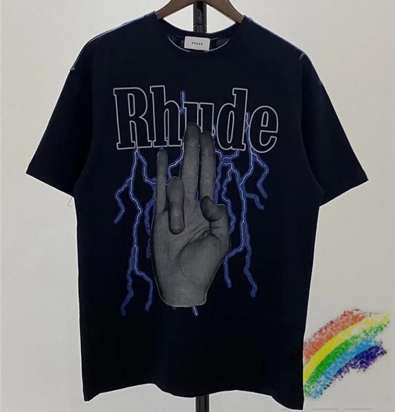 

real tag rhude t-shirt men women oversized streetwear digital printing ruhde t shirt tee, White;black
