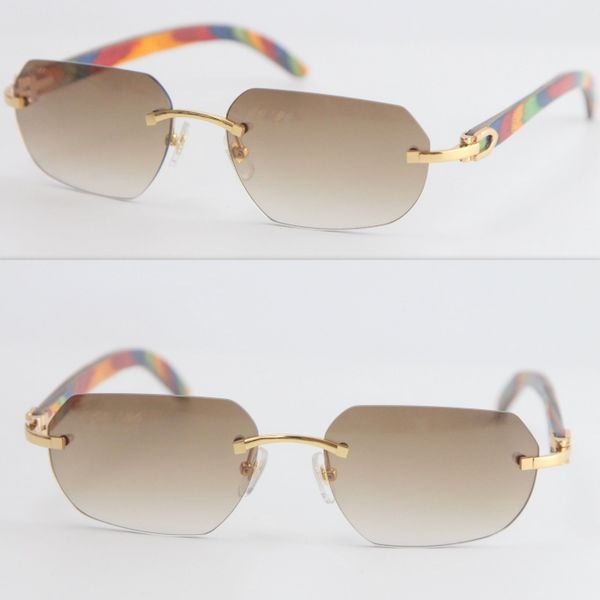 

2020 rimless decor peacock wood fram man sunglasses new large square high-end glasses outdoors driving glasses c decoration gold frame glass, White;black