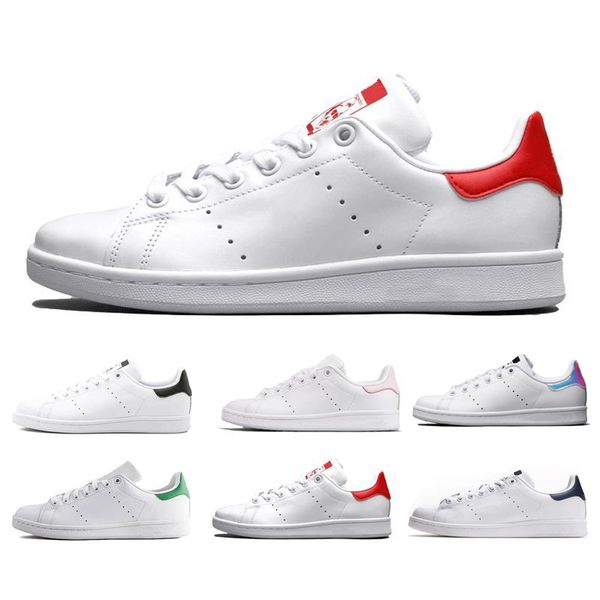 

2020 wholesale classic smith men casual shoes laser white green blue women stan fashion leather shoes flat shoes sneakers, Black