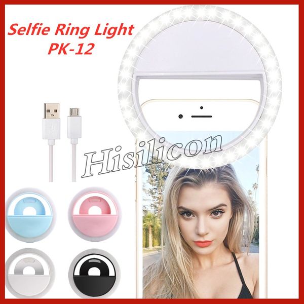 

universial selfie led ring light pk-12 light flash lamp camera pgraphy with usb charging for iphone samsung huawei +retail box