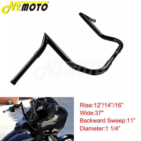 

black 12" 14" 16" rise batwing fairing bar ape hanger drag handlebar for touring dressers baggers flht flhtc 1982-up
