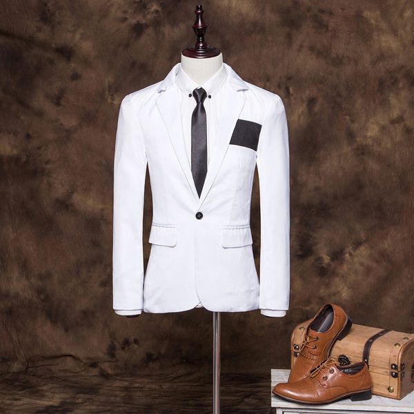 

dropshipping trade style men's leisure suit spring summer new factory supply wedding fashion jacket younger dance coat, White;black