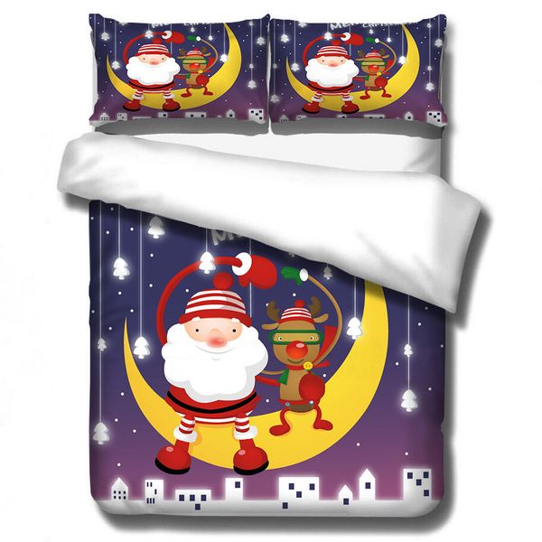 

4pcs/set 3d cartoon bedding sets merry christmas gift santa claus bedclothes duvet quilt cover bed sheet 2 pillowcases new year