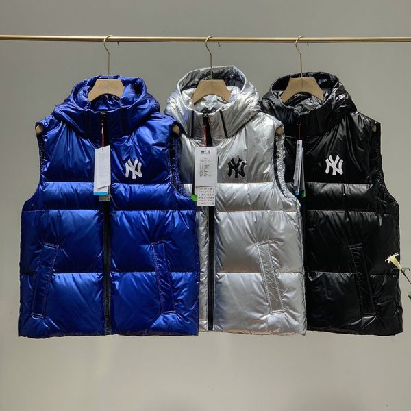 

womens casual vest down parkas fashion solid color letter print vests men womens couple brand down winter outerwear, Black;white