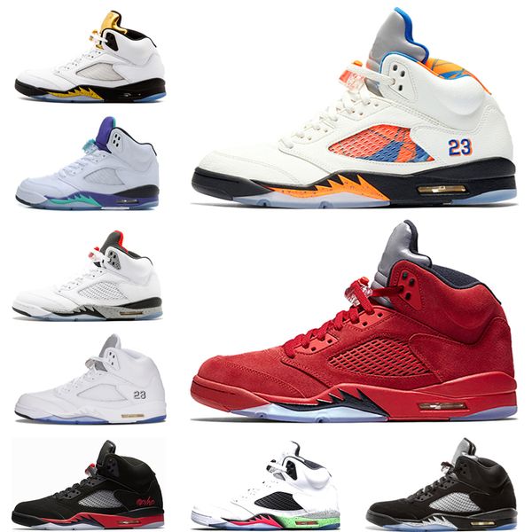 

2019 men 5s sneakers designer basketball shoes white grape black grape oreo white cemeent red suede bred sport trainers size 40-47