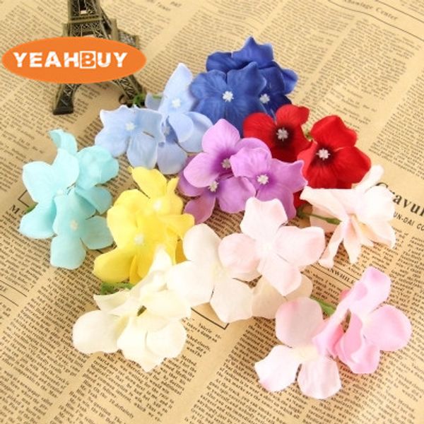 

10 цветов 3-вилка мини искусственный гортензия цветок глава шелк diy свадебные украшения украшение аксессуар венок ремесло реквизит