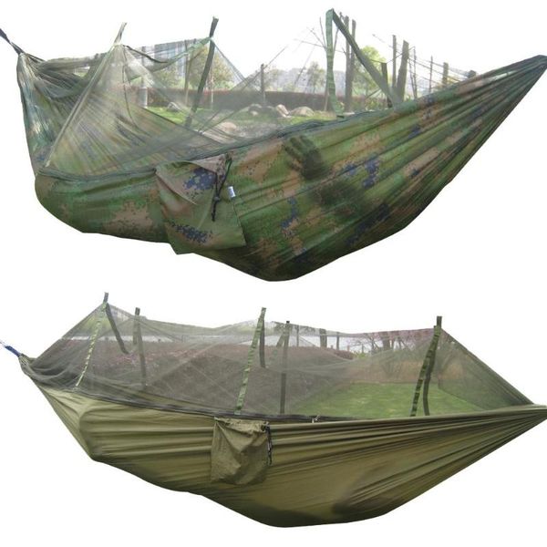 

outdoor camping hammock mosquito net portable travel garden swing canvas stripe hang bed hammock 260*130cm