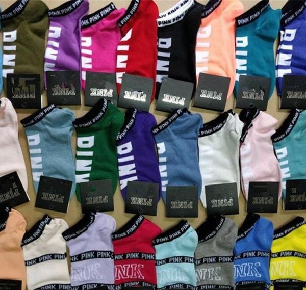 

pink letter ankle socks with tags sports cotton socks slippers love pink anklet girls hosiery short sock summer ship socks lxl327