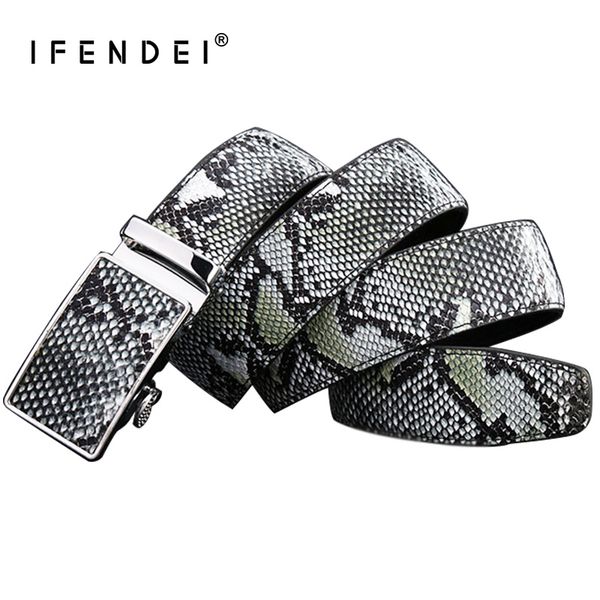

ifendei mens snake automatic belt waist genuine leather snake belts for men green black brown strap high quality