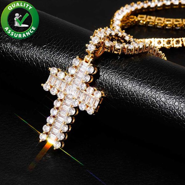 

mens gold chain pendants luxury designer jewelry hip hop iced out pendant men necklace bling diamond tennis chain cross necklace fashion boy, Silver
