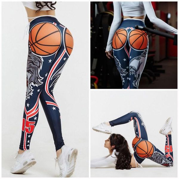 

women yoga pants high elastic fitness sport print leggings slim running sportswear sports pants training trousers, Black