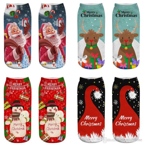

merry christmas socks spring autumn winter men women 3d printed xmas designer socks, Black