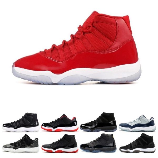

11 Gym Red Platinum Tint Basketball Shoes Prom Night Concord Space Jam Jams Legend Gamma Blue 11s Cool Grey Bred Men Cap and Gown Sneakers