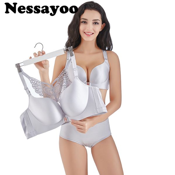 

push up seamless brassiere set for women wire plus size front closure bralete underwear set no rims seamless bra brief sets, Red;black