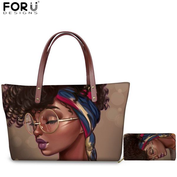 

forudesigns марка дизайнерские сумки для женщин 2019 африканских афро девочек печати сумки женские девушки большой tote пляжная сумка bolsa