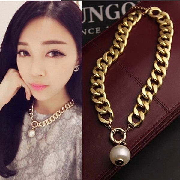 

2019 imitation pearl pendant necklace for women black gold color sweater chain wedding necklace jewelry, Silver