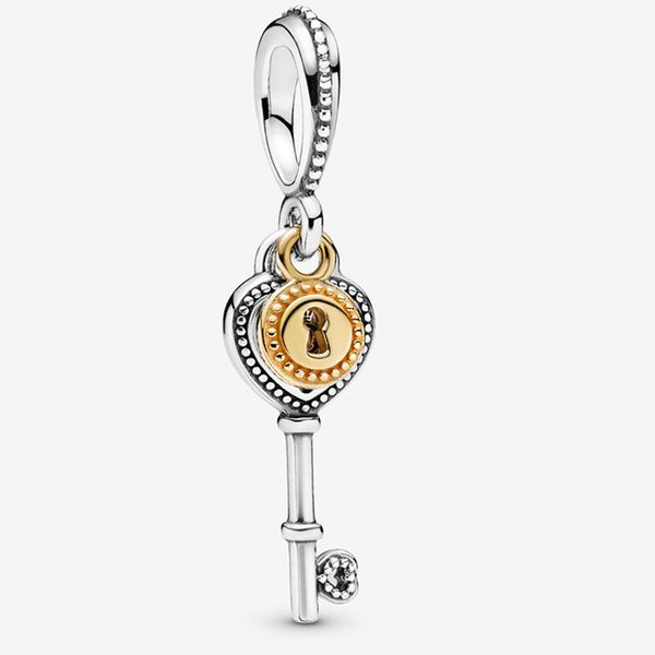 

fit pandora bracelet charm 100% 925 silver heart-shaped key dangle style charms beads bracelets bangle gift diy jewelry original logo, Black