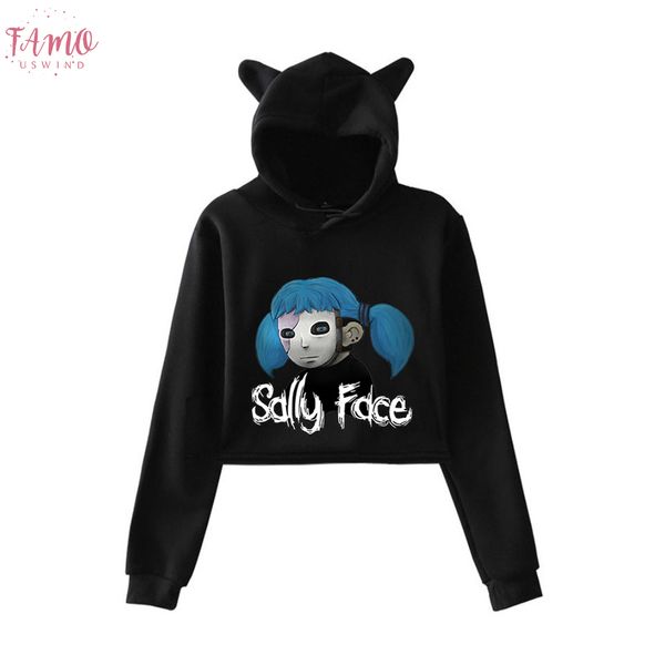 

face fashion trend sala cat crop top женщина лето женщина толстовка толстовка sexy hot kpop harajuku плюс размер 2xl, Black