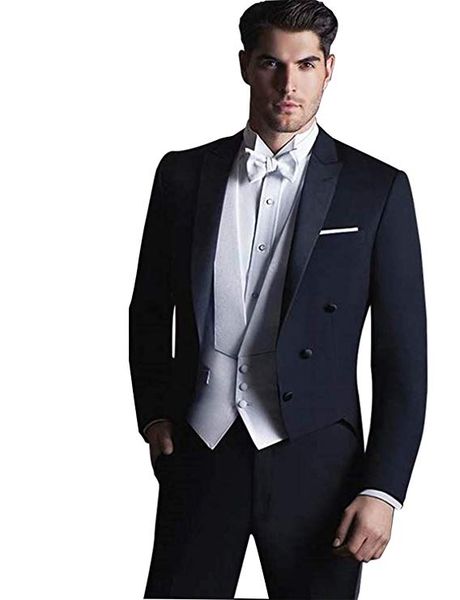 

мужской 3 шт фрак костюм slim fit формальный деловой костюм наборы для свадьбы выпускного вечера партии бизнеса, White;black