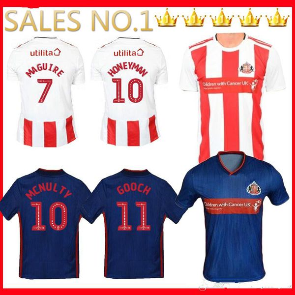 

2019 2020 sunderland home soccer jersey 19/20 sunderland away blue #9 borini #11grabban soccer shirt #12 mika #18 defoe football uniform top, Black