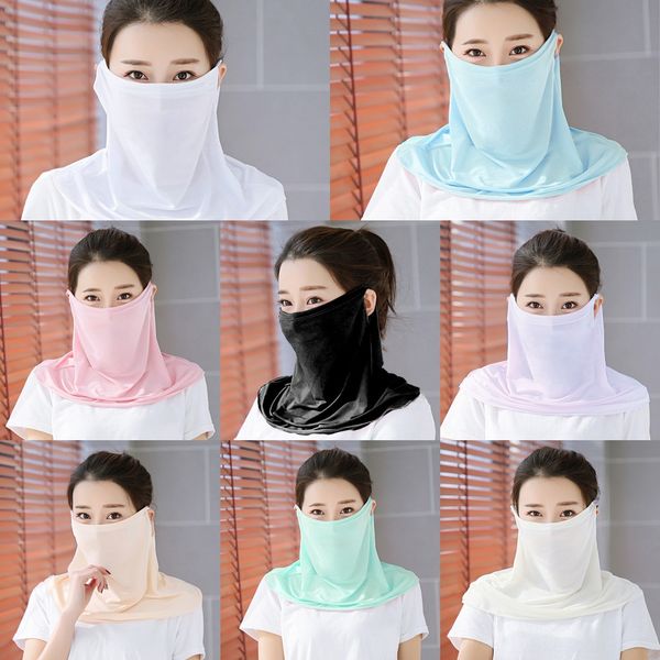 

bmqzo stock, summer cycling silk face mask cool ice half cycling sports scarf breathable outdoor anti-uv neck facemask fishing, Black