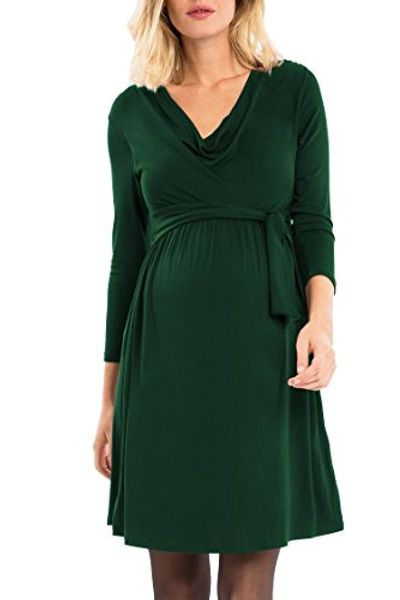 

pink queenwomen's cotton maternity 3/4 sleeve nursing dress, Black;gray