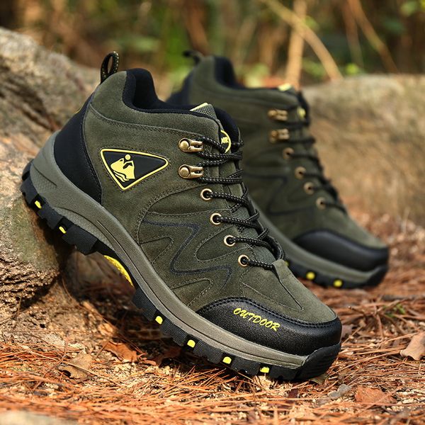 

hiking shoes men winter warm gray army green sports shoes anti slip outdoor mountain climbing